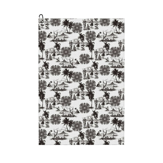 Kdxio Beach Pattern Golf Towel (24" X 16") with Carabiner Clip - The Convenient Golf Cleaning Towel