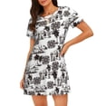 thumbnail image 1 of Kdxio Beach Pattern Womens Short Sleeve Sleepshirt Scoopneck Cute Nightdress Ruffle Comfy Nightgown, 1 of 6