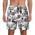 thumbnail image 1 of Kdxio Beach Print Men's Swim Trunks with Compression Liner 7 Inch Inseam Quick Dry Swim Shorts, 1 of 7
