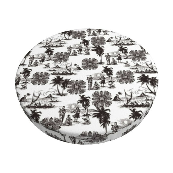 Kdxio Beach Print Stool Covers Round,Stretch Round Bar Stool Covers Washable Bar Stool Cushion Slipcover for 12-15 Inch Chair