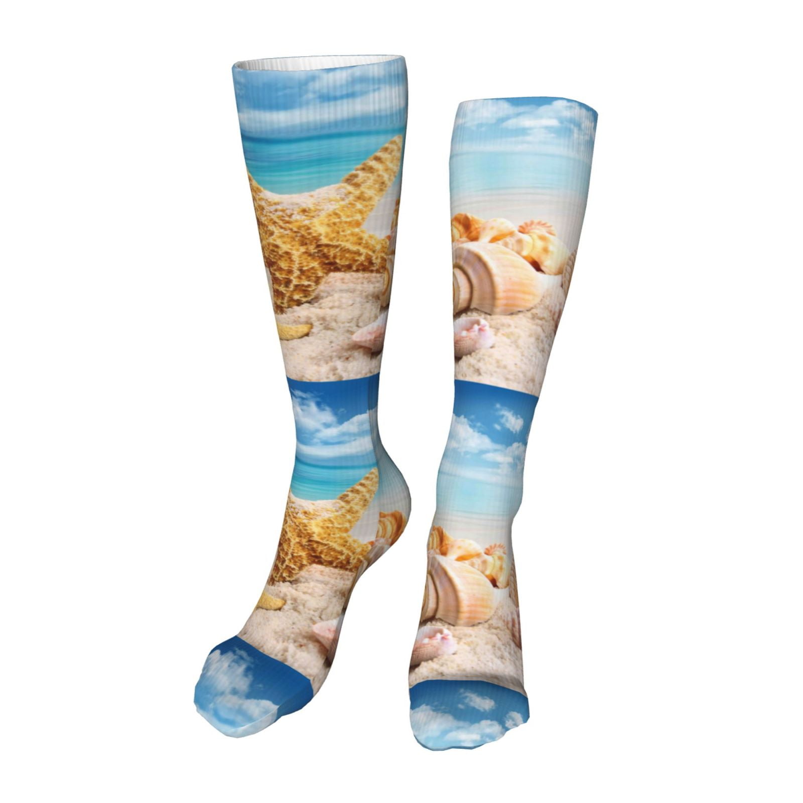 Kdxio Beach Starfish Shell Funny Silky Novelty Funky Long Knee High ...