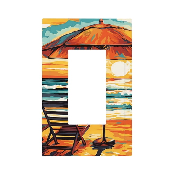 Kdxio Beach Umbrella Sunset Decorator Light Switch or Receptacle Outlet Wall Plate Decorator Wall Plate Child Safe Outlet Cover-Style U