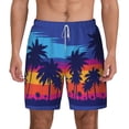 thumbnail image 1 of Kdxio Beach With Palm Trees Print Men'S Swim Trunks With Compression Liner 7 Inch Inseam Quick Dry Swim Shorts, 1 of 7