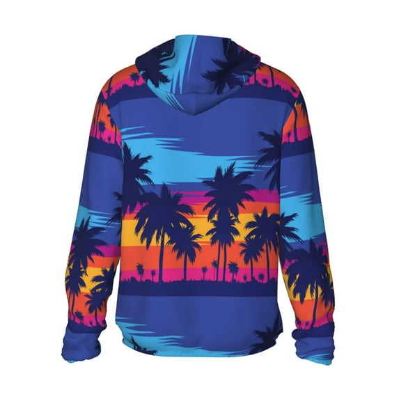 Kdxio Beach with Palm Trees Print Women Men Sun Protection UPF 50+ Jackets Zip Up Long Sleeve Hoodie Hiking Lightweight with Pockets