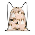 thumbnail image 1 of Kdxio Beagle Dog On Brown Print Drawstring Backpack Bag,Waterproof Draw String Back Sack, Gym Drawstring Bags Swim Bag For Unisex, 1 of 9