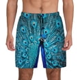 thumbnail image 1 of Kdxio Beautiful Blue Peacock Print Men's Swim Trunks with Compression Liner 7 Inch Inseam Quick Dry Swim Shorts, 1 of 5