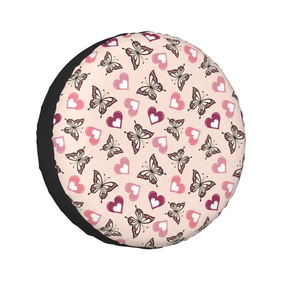 Kdxio Beautiful Butterflies and Hearts for Tire Cover Wheel Protectors Tyre Covers Weatherproof Wheel Covers Universal Fit for Trailer Rv SUV Truck Camper Travel Trailers 14 inch