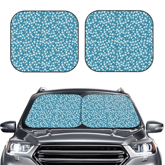 Kdxio Beautiful Floral Print 2-Piece Sun Shade Front Windshield - Foldable Car Front Window Sunshades for Most Sedans SUV Truck