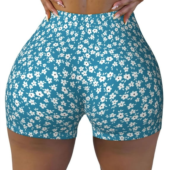 Kdxio Beautiful Floral Print Workout Shorts for Women Seamless Soft Smooth Gym Yoga Scrunch Active Shorts