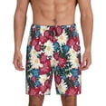 thumbnail image 1 of Kdxio Beautiful Flower Print Mens Sleep Shorts Bottoms Soft Comfy Pajama Wear Pants with Drawstring Pockets, 1 of 7