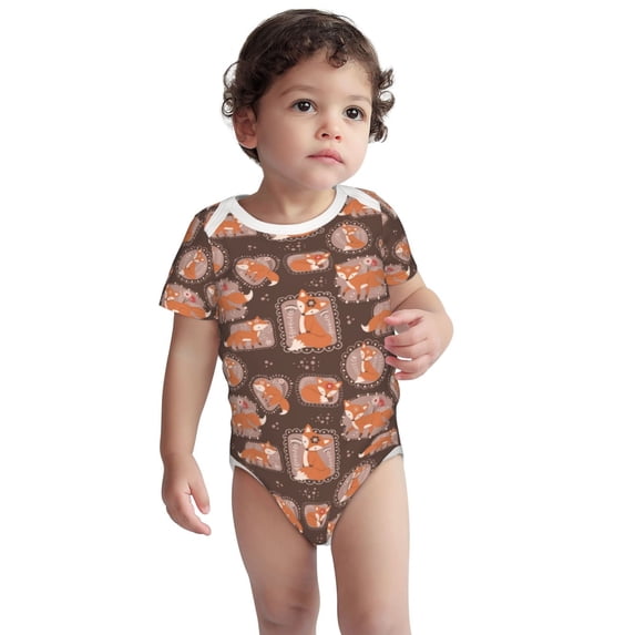 Kdxio Beautiful Fox Pattern Unisex Baby Cotton Short Sleeve Bodysuits-2 Years