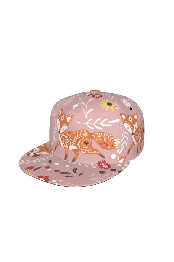 Beautiful Fox Print Snapback Hat for Men Women,Adjustable Baseball Cap