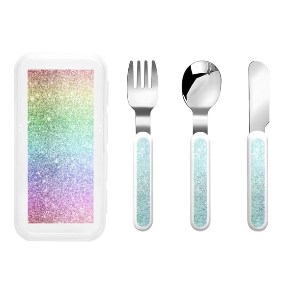 Kdxio Beautiful Glitter Toddler Utensils Set - Kids Silverware Set, Set Kids Utensils Set with Case for Preschooler Children