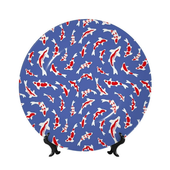Kdxio Beautiful Koi Fish Bone China Decorative Plate Ceramic Decorative Plate for Home Office Wall Stand Decorative Plates for Home Bedroom-6in