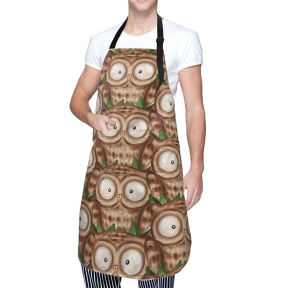 Kdxio Beautiful Owl Apron with Pockets Adjustable Kitchen Aprons for Men Women Waterproof Aprons for Cooking,Drawing,Crafting, Baking Household Cleaning