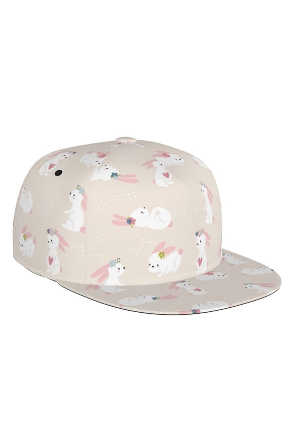 Beautiful Rabbit Print Snapback Hat for Men Women,Adjustable Baseball Cap