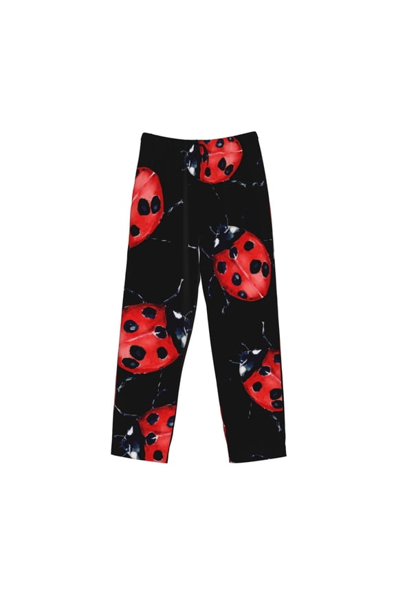 Beautiful Red Ladybug Print Men's Sleep Pajama Pant Lounge Pants with Pockets