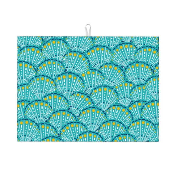 Kdxio Beautiful Seashells for Dish Drying Mat,24*18 inch Absorbent Dish Drainer Kitchen Counter,Large Size Dish Drying Pad for Countertops,Draining Racks