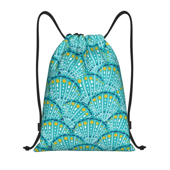Kdxio Beautiful Seashells Print Drawstring Backpack Bag,Waterproof Draw String Back Sack, Gym Drawstring Bags Swim Bag For Unisex