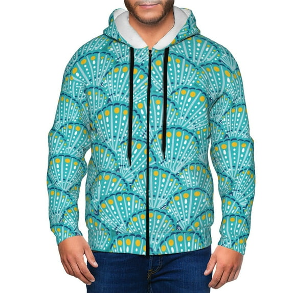 Kdxio Beautiful Seashells Print Men Hoodies Casual Hoodies for Men with Zip Pockets Full Zip Long Sleeve Sweatshirt Sports Hooded Jacket-XX-Large