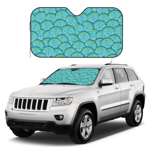 Kdxio Beautiful Seashells Print Windshield Sun Shade, Foldable Sun Blocker for Car,Truck,SUV Automotive Interior Sun Protection,Reflective Shade for Front Windshield(Small)