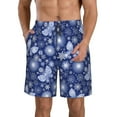 thumbnail image 1 of Kdxio Beautiful Snowflake Butterfly Pattern Mens Casual Shorts - Drawstring Summer Beach Sports Shorts for Men, 1 of 5