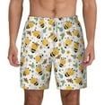thumbnail image 1 of Kdxio Bee And Flowers Print Men'S Swim Trunks With Compression Liner 7 Inch Inseam Quick Dry Swim Shorts, 1 of 7