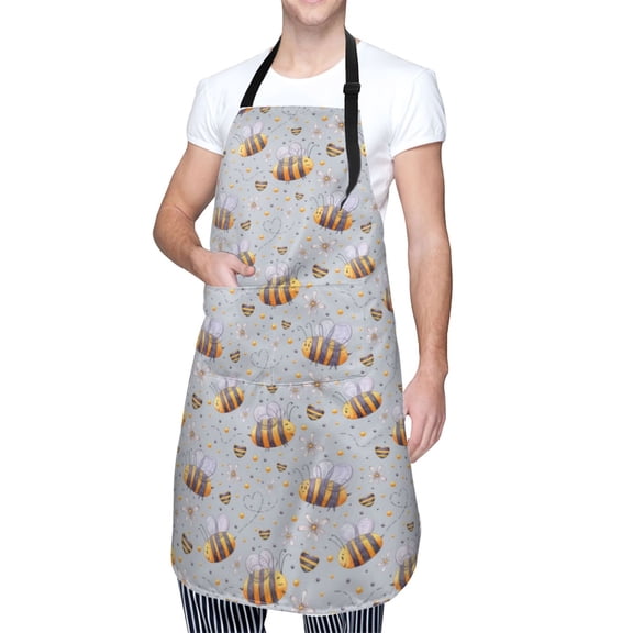 Kdxio Bee Apron with Pockets Adjustable Kitchen Aprons for Men Women Waterproof Aprons for Cooking,Drawing,Crafting, Baking Household Cleaning