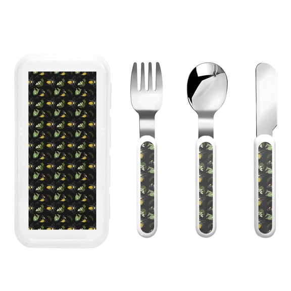 Kdxio Bee Floral Toddler Utensils Set - Kids Silverware Set, Set Kids Utensils Set with Case for Preschooler Children