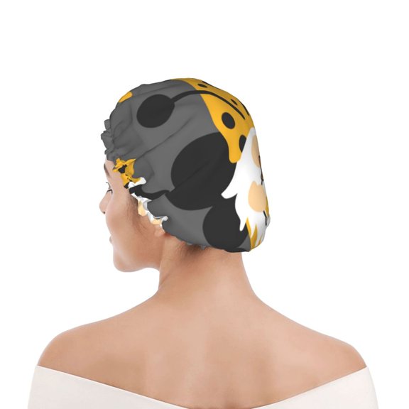 Kdxio Bee Gnome With Sunflower Print Shower Cap for Women,Elastic and Reusable,Double Waterproof Layers Bathing Hat