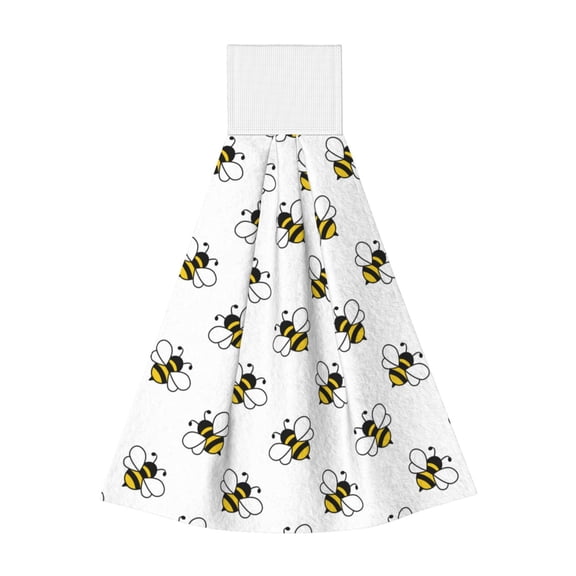 Kdxio Bee Hand Towel with Loop Hanging Towel Absorbent Tie Towels for Kitchen Tea Bar Bathroom Decor