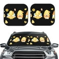 thumbnail image 1 of Kdxio Bee Happy Sunflower Gnomes Print 2-Piece Sun Shade Front Windshield - Foldable Car Front Window Sunshades for Most Sedans SUV Truck, 1 of 6