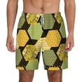 thumbnail image 1 of Kdxio Bee Honey Print Men'S Swim Trunks With Compression Liner 7 Inch Inseam Quick Dry Swim Shorts, 1 of 7