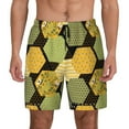 thumbnail image 1 of Kdxio Bee Honey Print Men'S Swim Trunks With Compression Liner 7 Inch Inseam Quick Dry Swim Shorts, 1 of 7