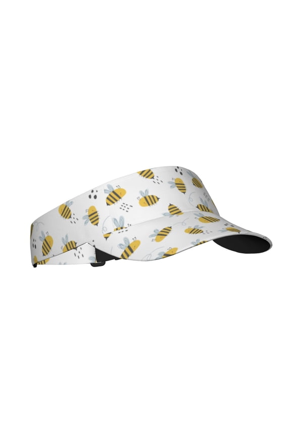 Bee Print Sun Visor Hat Golf Visor Adjustable Velcro Outdoor Sports Cap for Men Women