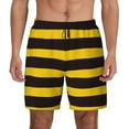 thumbnail image 1 of Kdxio Bee Stripe Print Men'S Swim Trunks With Compression Liner 7 Inch Inseam Quick Dry Swim Shorts, 1 of 7
