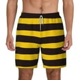 thumbnail image 1 of Kdxio Bee Stripe Print Men'S Swim Trunks With Compression Liner 7 Inch Inseam Quick Dry Swim Shorts, 1 of 7