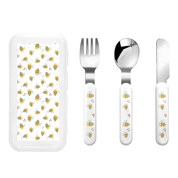 Kdxio Bee Toddler Utensils Set - Kids Silverware Set, Set Kids Utensils Set with Case for Preschooler Children