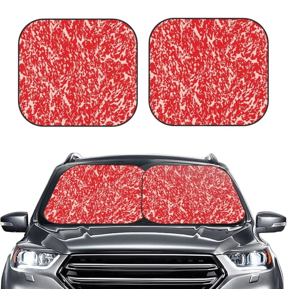 Kdxio Beef Print 2-Piece Sun Shade Front Windshield - Foldable Car Front Window Sunshades for Most Sedans SUV Truck