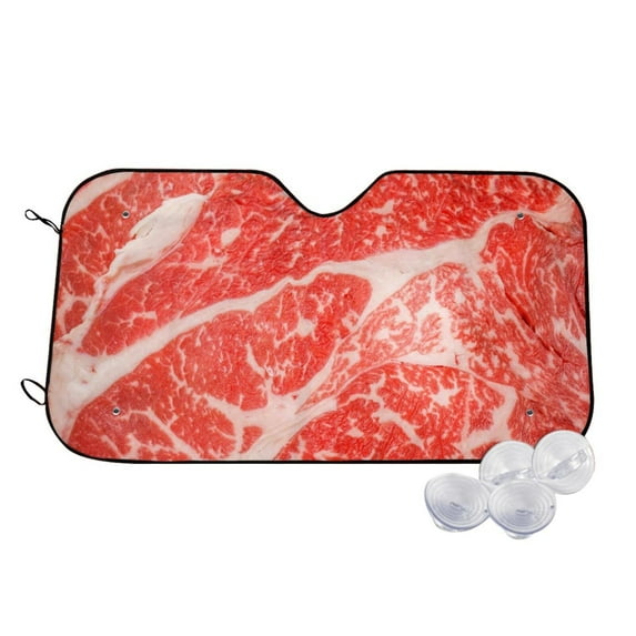 Kdxio Beef Steaks Print Windshield Sun Shade,UV Rays and Sun Heat Protection,Sunshade for Car Windshield,Car Shade Front Windshield - Medium