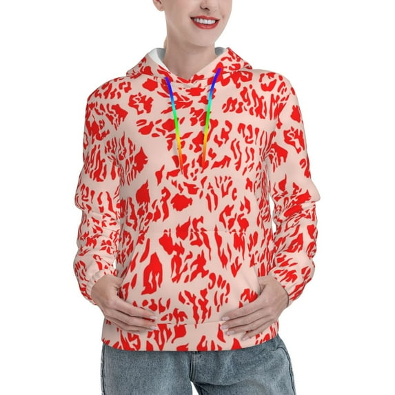 Kdxio Beef1 Print Womens Oversized Hoodies Sweatshirts Hooded Pullover Tops Sweaters Casual-Small