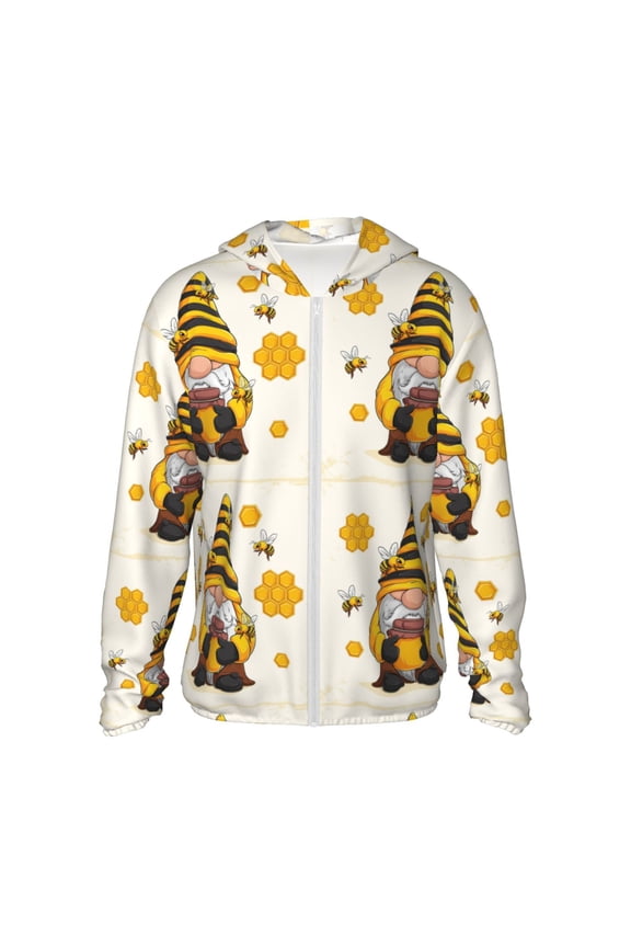 Beekeeper Gnome Holding A Glass Print Women Men Sun Protection UPF 50+ Jackets Zip Up Long Sleeve Hoodie Hiking Lightweight with Pockets