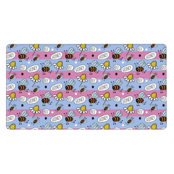 Kdxio Bees And Daisies Striped Print Large Gaming Mouse Pad,Non-Slip Base,Water Resist Keyboard Pad for Gamer,Office & Home,29.5 x 15.8 in