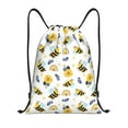 thumbnail image 1 of Kdxio Bees And Rainbows Print Drawstring Backpack Bag,Waterproof Draw String Back Sack, Gym Drawstring Bags Swim Bag For Unisex, 1 of 5