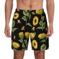 thumbnail image 1 of Kdxio Bees And Sunflowers Print Men'S Swim Trunks With Compression Liner 7 Inch Inseam Quick Dry Swim Shorts, 1 of 7