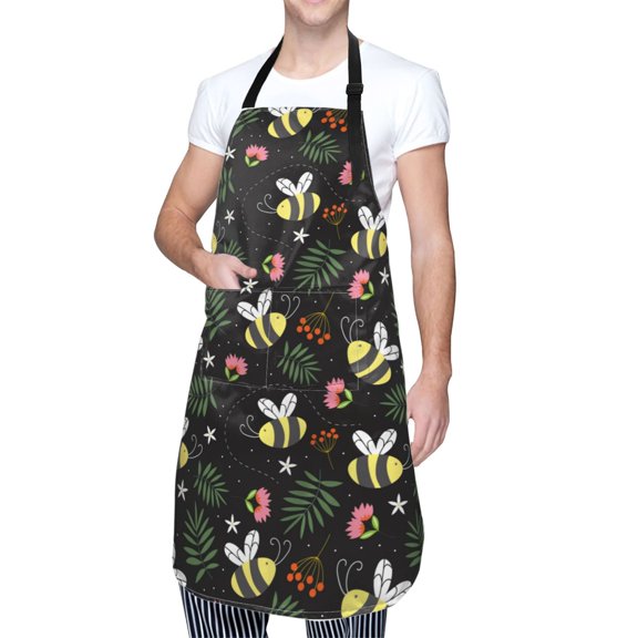 Kdxio Bees Apron with Pockets Adjustable Kitchen Aprons for Men Women Waterproof Aprons for Cooking,Drawing,Crafting, Baking Household Cleaning