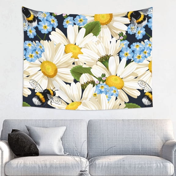 Kdxio Bees Collecting Nectar Wall Hanging Tapestries Banner For Bedroom College Dorm Home Living Room Party Decor 29X37 In