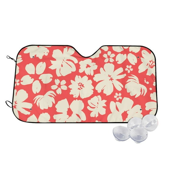 Kdxio Beige Flowers Print Windshield Sun Shade,UV Rays and Sun Heat Protection,Sunshade for Car Windshield,Car Shade Front Windshield - Medium