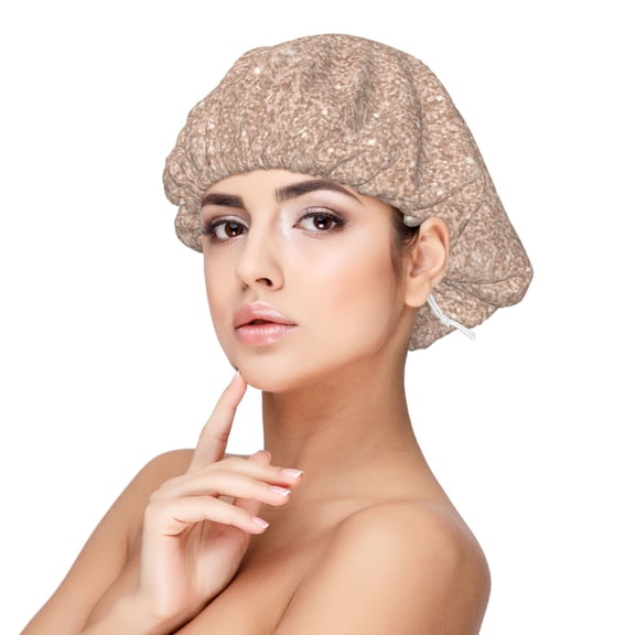 Kdxio Beige Sparkling Glitter Pattern Satin Bonnet Silk Bonnet Hair Bonnet for Sleeping Hair Bonnets for Women Curly Natural Hair