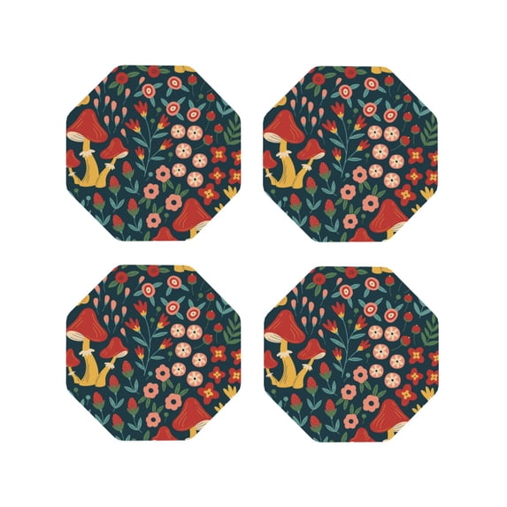 Kdxio Berries And Flowers Funny Coasters,4 Pcs Leather Coasters,Housewarming Gifts,Protect Furniture From Water Marks Scratch And Damage